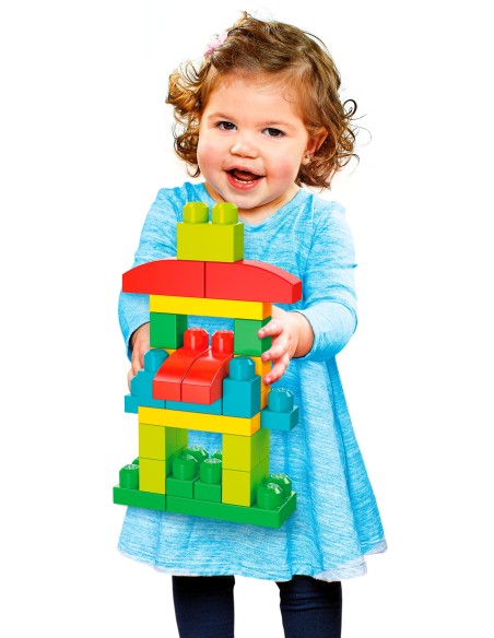 MEGA Pacco Eco con 100 Blocchi da Costruzione, Stimola la creatività, Giocattolo per Bambini 1+ Anni, GFG21