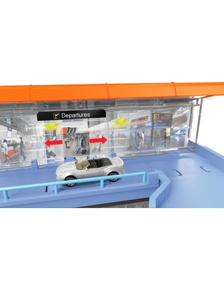 Matchbox Action Drivers ​ - Aeroporto con luci, suoni e parti mobili, include 1 macchinina e 1 aereo