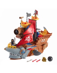 Fisher-Price Imaginext - Galeone dei pirati, Nave a forma di squalo per bambini da 3 anni in su