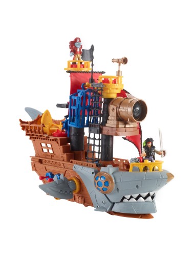 Fisher-Price Imaginext - Galeone dei pirati, Nave a forma di squalo per bambini da 3 anni in su