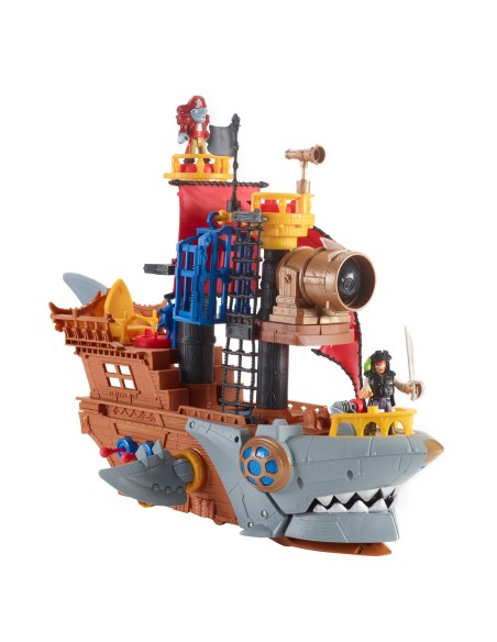 Fisher-Price Imaginext - Galeone dei pirati, Nave a forma di squalo per bambini da 3 anni in su