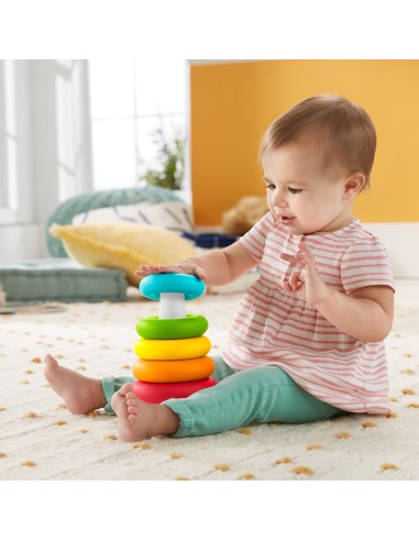 Fisher-Price Piramide 5 Anelli Eco, in Materiali Vegetali, Giocattolo Impilabile per Bambini 6+Mesi