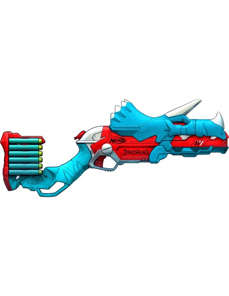 Nerf DinoSquad - Tricera-blast (blaster con alloggiamento per caricamento di 3 dardi, con supporto dardi e design dinosauro