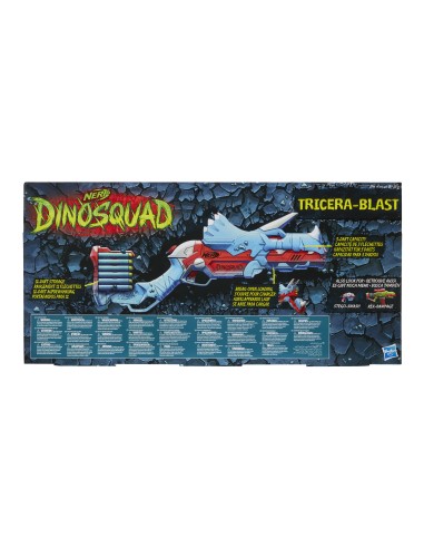 Nerf DinoSquad - Tricera-blast (blaster con alloggiamento per caricamento di 3 dardi, con supporto dardi e design dinosauro
