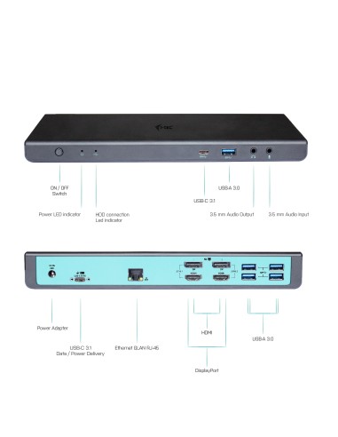 i-tec USB 3.0   USB-C   Thunderbolt 3 Dual Display Docking Station + Power Delivery 85W