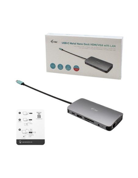 i-tec Metal USB-C Nano Dock HDMI VGA with LAN + Power Delivery 100 W
