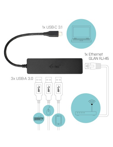 i-tec Advance C31GL3SLIM hub di interfaccia USB 3.2 Gen 1 (3.1 Gen 1) Type-C 5000 Mbit s Nero