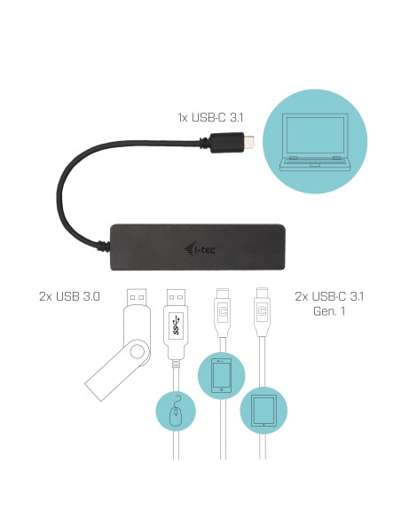i-tec Metal USB-C HUB 2x USB 3.0 + 2x USB-C