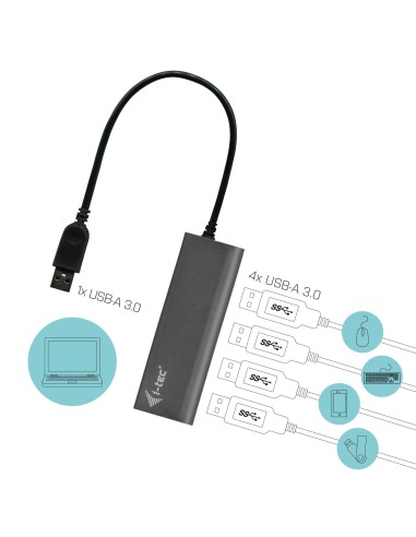 i-tec Metal U3HUB448 hub di interfaccia USB 3.2 Gen 1 (3.1 Gen 1) Type-A 5000 Mbit s Grigio