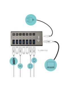 i-tec U3CHARGEHUB7 Caricabatterie per dispositivi mobili Grigio Interno 2