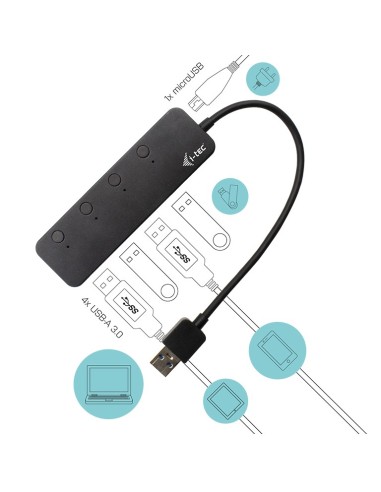i-tec USB 3.0 Metal HUB 4 Port with individual On Off Switches