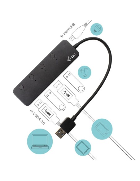 i-tec USB 3.0 Metal HUB 4 Port with individual On Off Switches