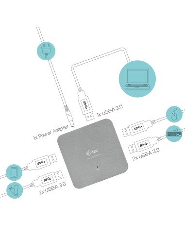 i-tec Metal U3HUBMETAL4 hub di interfaccia USB 3.2 Gen 1 (3.1 Gen 1) Type-A 5000 Mbit s Argento