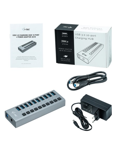i-tec U3CHARGEHUB10 Caricabatterie per dispositivi mobili Grigio Interno