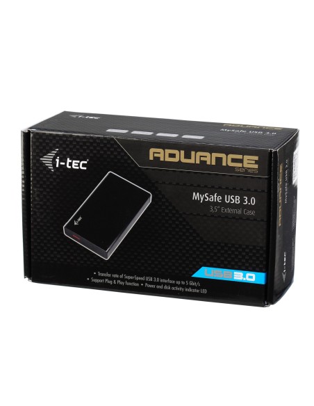 i-tec MYSAFE35U401 contenitore di unità di archiviazione Box esterno HDD Nero, Metallico 3.5"