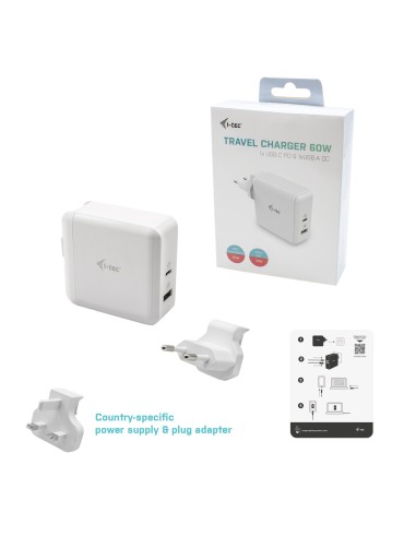 i-tec USB-C Travel Charger 60W + USB-A Port 18W