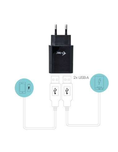 i-tec CHARGER2A4B Caricabatterie per dispositivi mobili Nero Interno