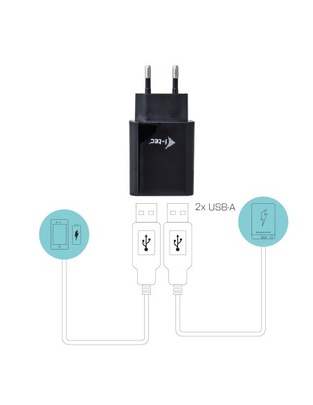 i-tec CHARGER2A4B Caricabatterie per dispositivi mobili Nero Interno