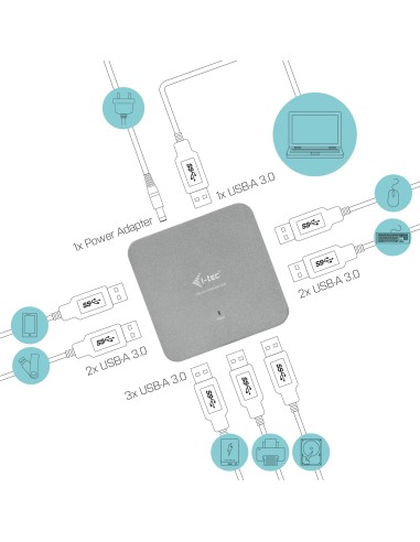 i-tec Metal U3HUBMETAL7 hub di interfaccia USB 3.2 Gen 1 (3.1 Gen 1) Type-A 5000 Mbit s Argento