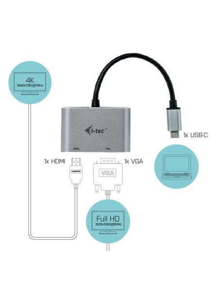 i-tec Metal USB-C HDMI and VGA Adapter