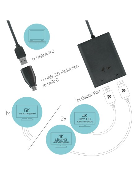 i-tec USB 3.0   USB-C Dual 4K DP Video Adapter