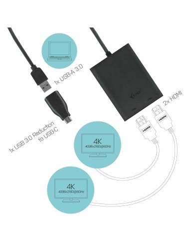 i-tec USB 3.0   USB-C Dual 4K HDMI Video Adapter