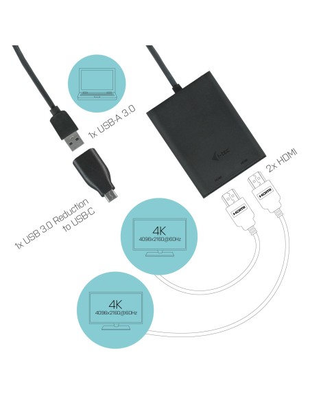 i-tec USB 3.0   USB-C Dual 4K HDMI Video Adapter