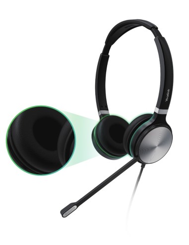 Yealink UH36 Dual Auricolare Cablato A Padiglione Ufficio USB tipo A Nero, Argento