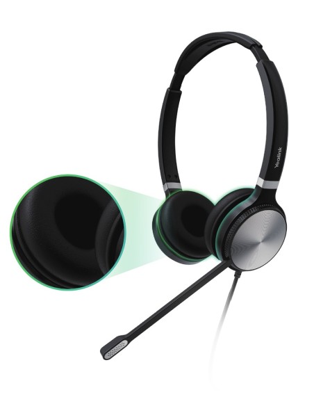 Yealink UH36 Dual Auricolare Cablato A Padiglione Ufficio USB tipo A Nero, Argento