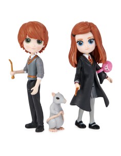 Wizarding World Set Amicizia Ron e Ginny Weasley con mascotte, bambole articolate 7.5cm