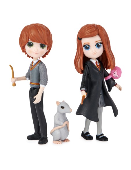 Wizarding World Set Amicizia Ron e Ginny Weasley con mascotte, bambole articolate 7.5cm