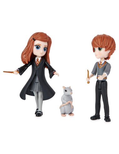 Wizarding World Set Amicizia Ron e Ginny Weasley con mascotte, bambole articolate 7.5cm
