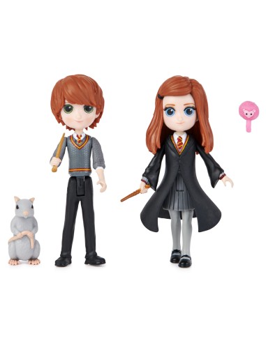 Wizarding World Set Amicizia Ron e Ginny Weasley con mascotte, bambole articolate 7.5cm