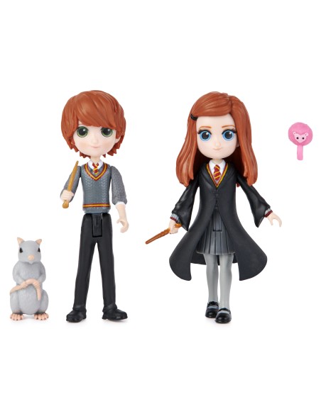 Wizarding World Set Amicizia Ron e Ginny Weasley con mascotte, bambole articolate 7.5cm