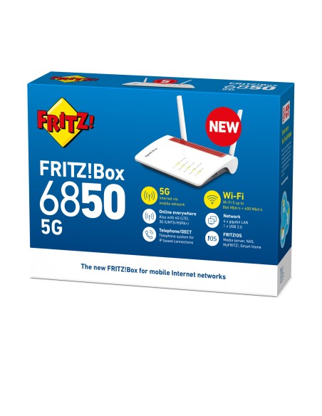 FRITZ!Box 6850 5G router wireless Gigabit Ethernet Dual-band (2.4 GHz 5 GHz) Bianco