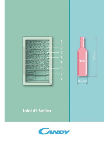 Candy DiVino CWC 154 EEL N Libera installazione Nero 41 bottiglia bottiglie