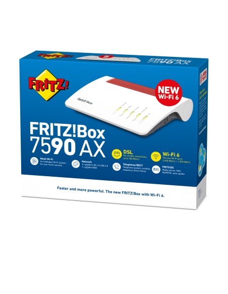 FRITZ!Box 7590 AX router wireless Gigabit Ethernet Dual-band (2.4 GHz 5 GHz) Bianco