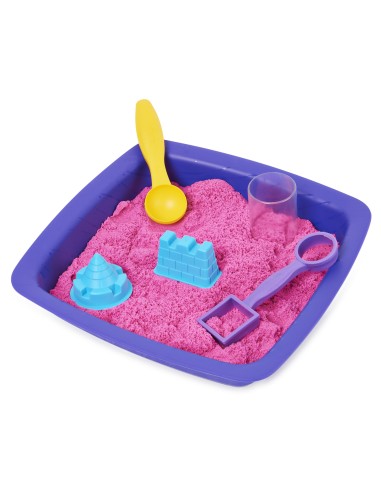 Kinetic Sand |Castello di Sabbia Shimmer | Sabbia cinetica 454gr | Sabbia magica | Sabbia colorata glitterata rosa | 3