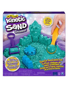 Kinetic Sand |Castello di Sabbia Shimmer | Sabbia cinetica 454gr | Sabbia magica | Sabbia colorata glitterata verde | 3