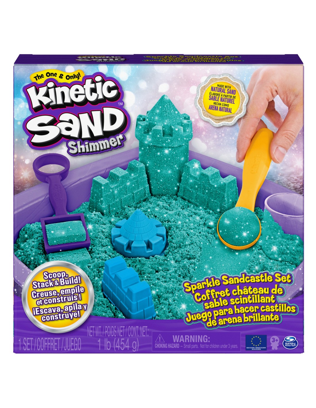 Kinetic Sand, Sabbia colorata, Sabbia cinetica 227gr, Sabbia magica da  modellare