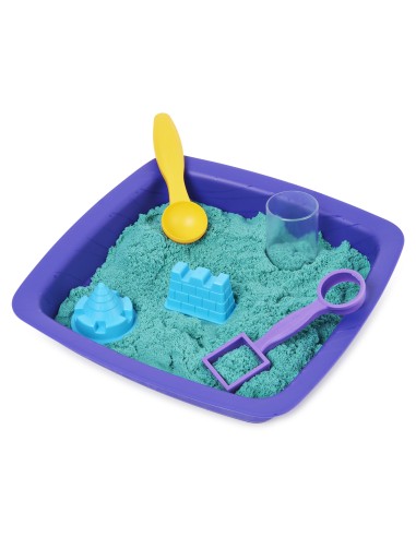 Kinetic Sand |Castello di Sabbia Shimmer | Sabbia cinetica 454gr | Sabbia magica | Sabbia colorata glitterata verde | 3