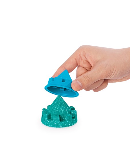 Kinetic Sand |Castello di Sabbia Shimmer | Sabbia cinetica 454gr | Sabbia magica | Sabbia colorata glitterata verde | 3