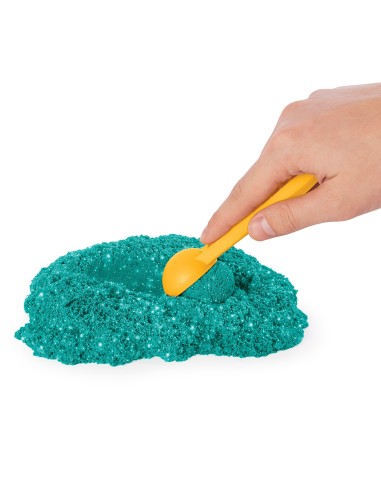 Kinetic Sand |Castello di Sabbia Shimmer | Sabbia cinetica 454gr | Sabbia magica | Sabbia colorata glitterata verde | 3