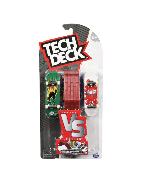 Tech Deck MINI SKATE FINGERSKATE VERUSUS SERIES Confezione da 2 mini skate assortiti e un ostacolo, per bambini dai 4 anni in su