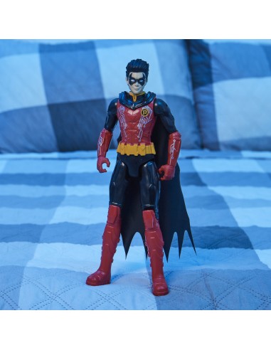 DC Comics | BATMAN | Personaggio Robin in scala 30 cm con decorazioni originali, mantello e 11 punti di articolazione -