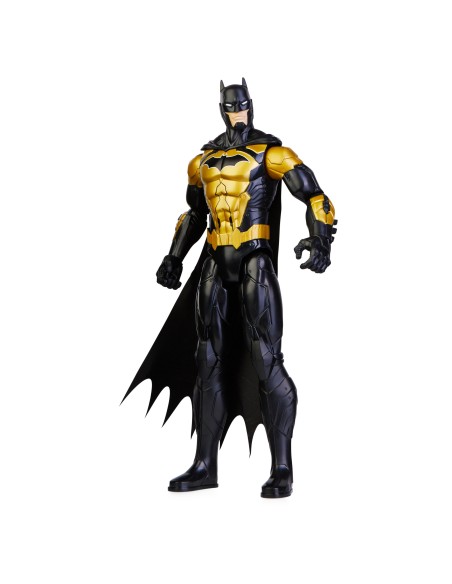 DC Comics | BATMAN | Personaggio Batman Oro e Nero in scala 30 cm con decorazioni originali, mantello e 11 punti di