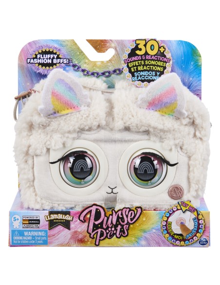 Purse Pets | BORSETTA INTERATTIVA FLUFFY | in versione Lama con oltre 30 effetti sonori e reazioni, giocattoli per bambine dai
