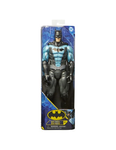 DC Comics | BATMAN | Personaggio Batman in scala 30 cm con armatura Tech Azzurra e decorazioni originali, mantello e 11 punti