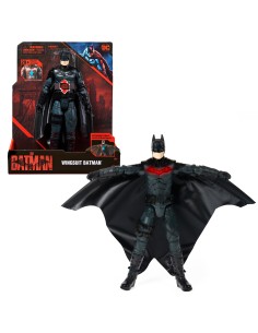 DC Comics , BATMAN IL FILM, Personaggio Deluxe del film The Batman da 30 cm con tuta alare, luci, suoni e ali che si aprono,