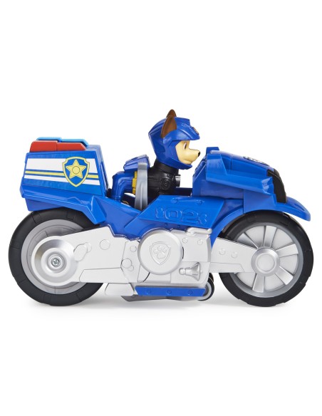 PAW Patrol , veicolo Moto Pups di Chase, motocicletta con motore a retrocarica e personaggio, per bambini dai 3 anni in su